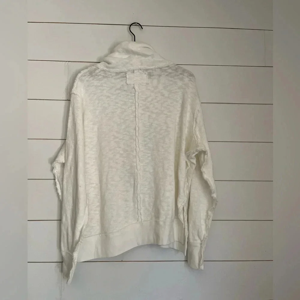 Free People Women's White Timmy Boxy Turtleneck Sweater